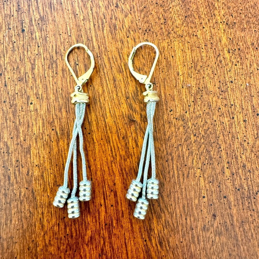 Gold and silver dangly earrings